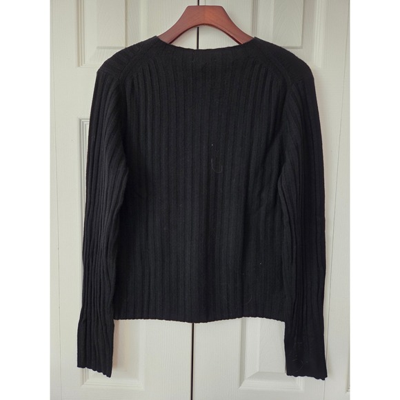 J. Crew Wide Rib Cashmere Cardigan Womens M Black NWT $178 CO325 - Picture 3 of 6